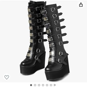NWOT Black knee high goth boots